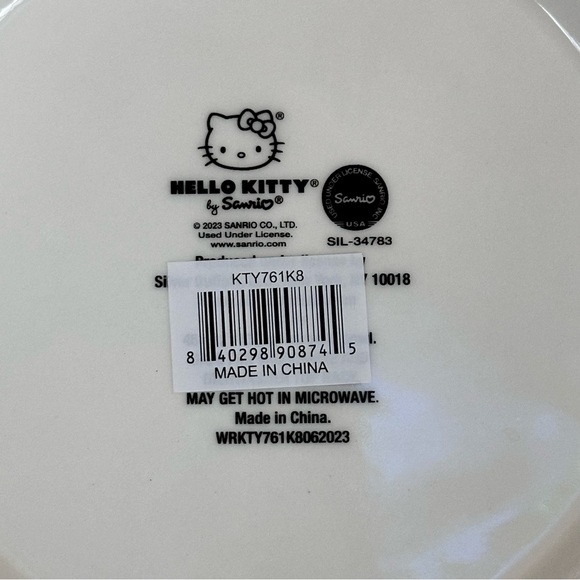Hello Kitty Ceramic Bowl Serving Plate - Pink Stripes - Picture 5 of 5
